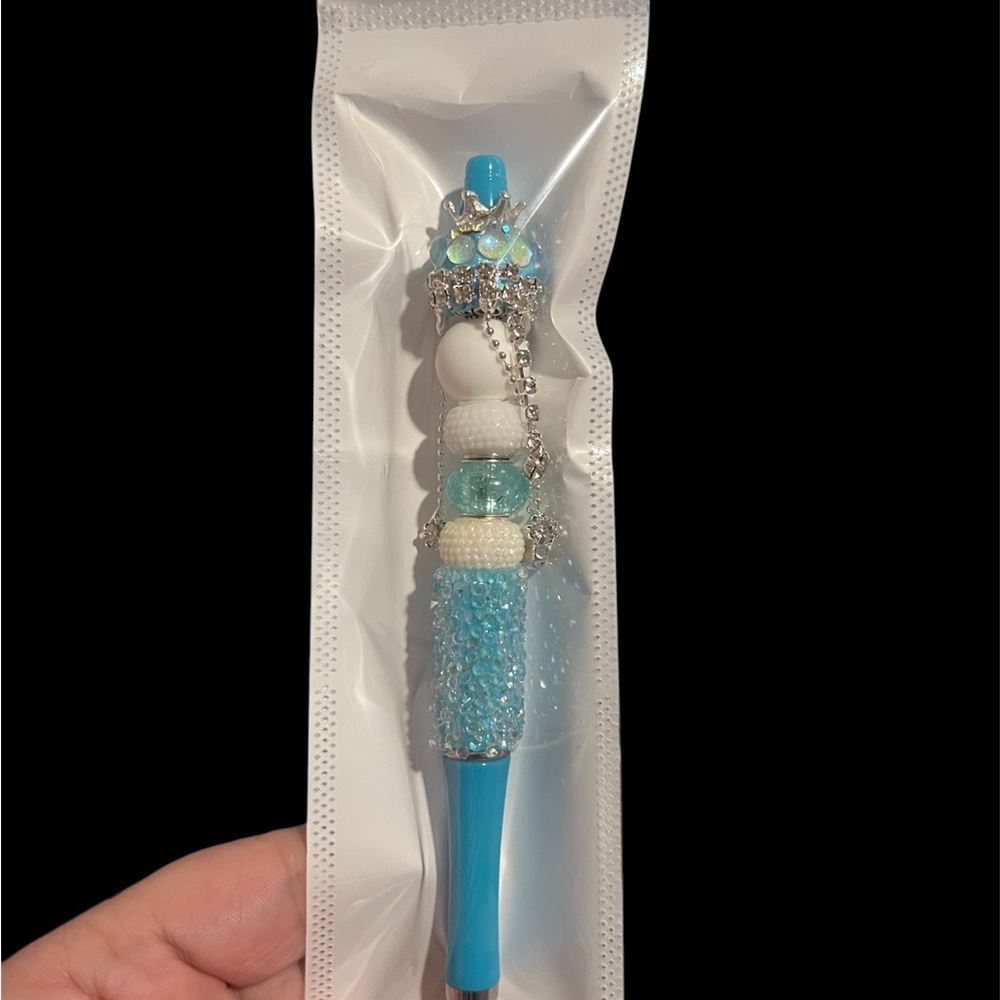 Blue and White Beaded Pen